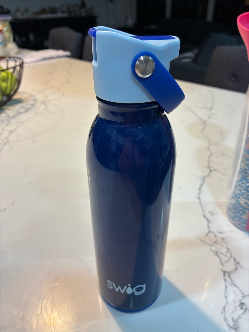 Swig Life adorable, navy blue and light blue tumbler water bottle